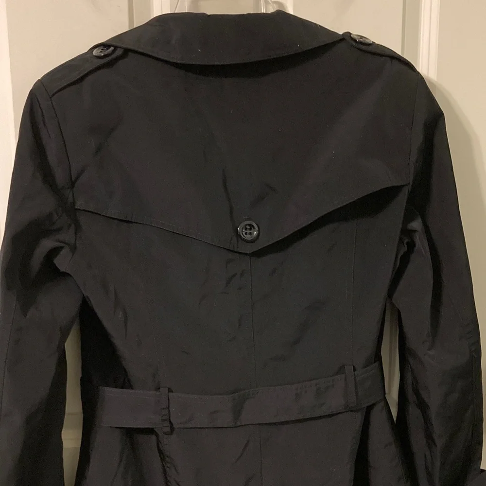 Calvin Klein Classic Black Trench Coat Small S - Picture 4 of 12